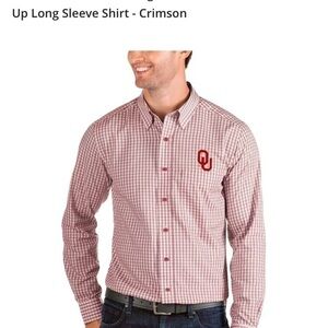 Antigua OU Sooners Oklahoma Button Down Plaid Shirt New w/ Tags Men’s Size Small
